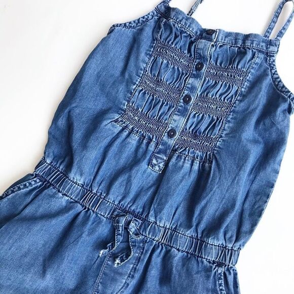 Gapkids chambray smocked tank romper EUC S (6-7Y) - Picture 2 of 2